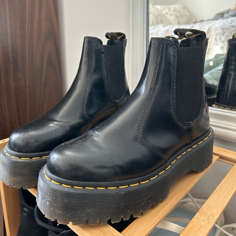 Dr. Marten Leather Platform Chelsea Boots